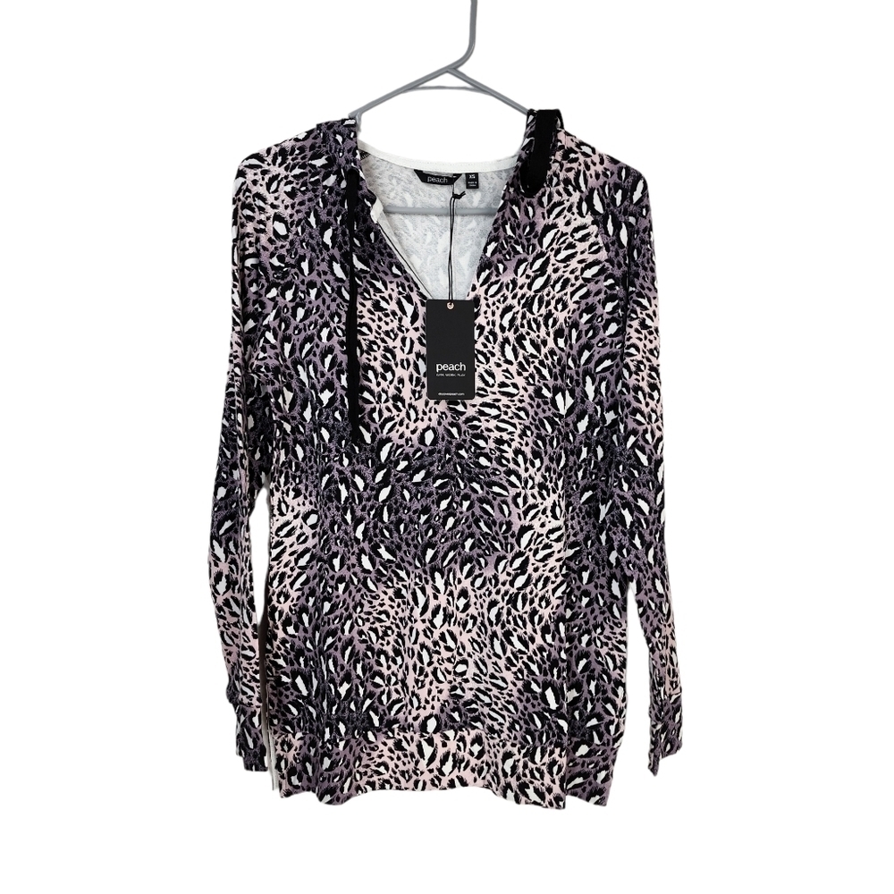Peach Women's Leopard Print Palmer Hoodie - XS - Picture 2 of 9